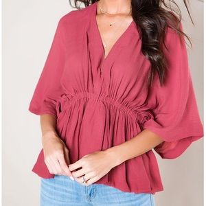 Dark Rose Kimono Sleeve Top